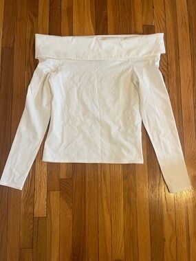 COS Like New White Off Shoulder White Long Sleeve Shirt M